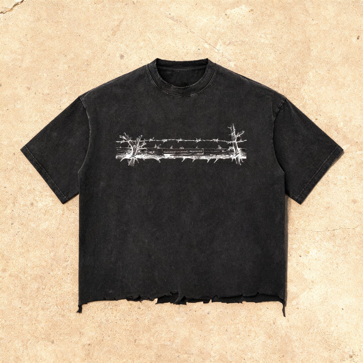 Road Less Traveled - Snow Wash Raw-Hem Boxy Tee